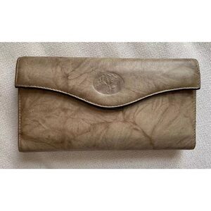 Vtg Buxton Heiress Organizer Clutch Wallet Top Grain Cowhide Leather Natural Tan